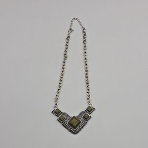 Elegant Silver and Black Geometric Necklace